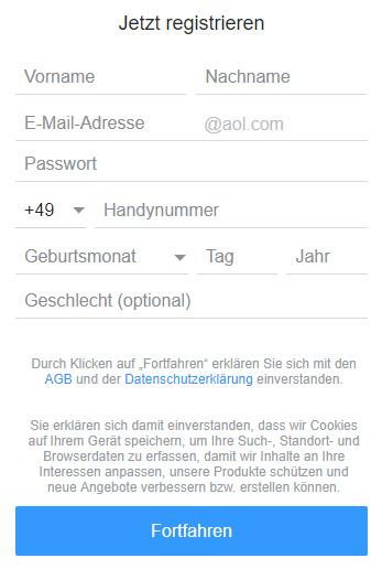 AOL Mail registrieren